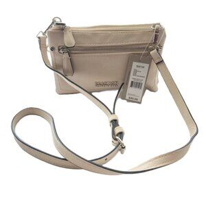 KENNETH COLE REACTION Cream Crossbody Purse many pockets 8.5 x 5.25 inches NEW